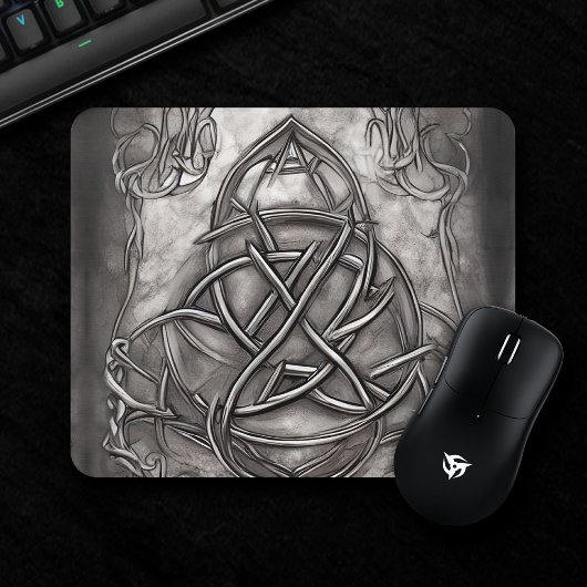 Triquetra Trinity Knot Silvery Pewter Imitate Meta Mousepad