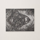 Triquetra Trinity Knot Silvery Pewter Imitate Meta Puzzle (Horizontal)