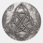 Triquetra Trinity Knot Silvery Pewter Imitate Meta Runder Aufkleber (Vorderseite)