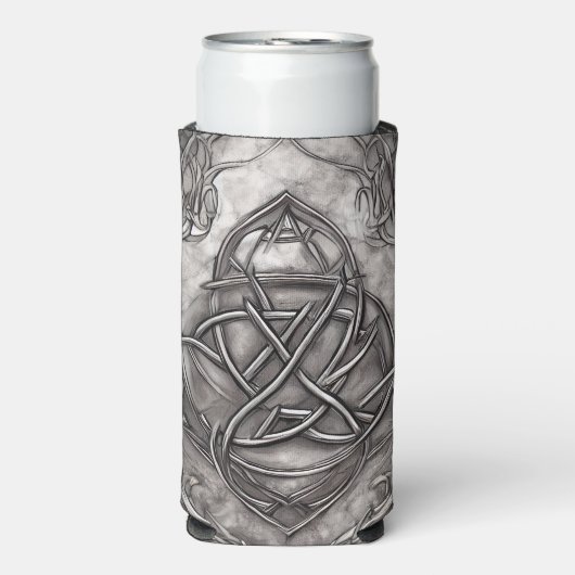 Triquetra Trinity Knot Silvery Pewter Imitate Meta Selters Dosenkühler (Seltzer Vorderseite)