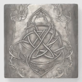 Triquetra Trinity Knot Silvery Pewter Imitate Meta Steinuntersetzer (Vorderseite)