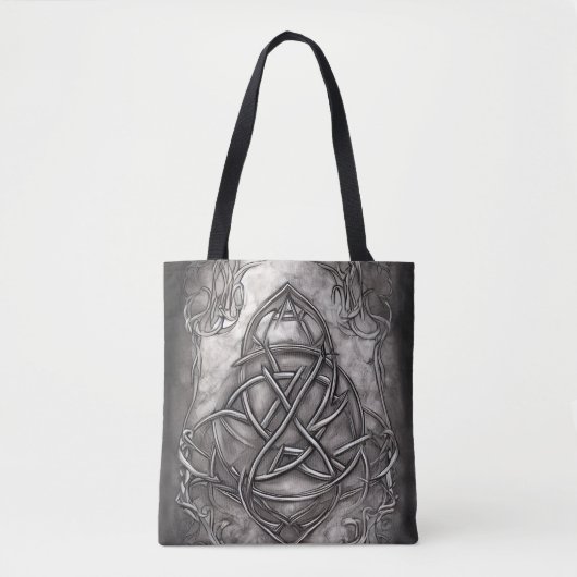 Triquetra Trinity Knot Silvery Pewter Imitate Meta Tasche (Vorderseite)