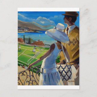 Trish Biddle - Tennis an der Riviera Postkarte