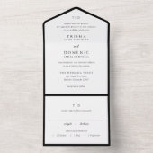 Trisha Black and White Modern Wedding All In One Einladung (Innen Boden)