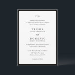 Trisha Black and White Modern Wedding Einladung<br><div class="desc">Moderne Hochzeitseinladungen mit einem sauberen Design mit Serif- und Script-Schriftart.</div>