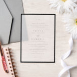 Trisha Black and White Modern Wedding Pergament Einladungen<br><div class="desc">Moderne Hochzeitseinladungen mit einem sauberen Design mit Serif- und Script-Schriftart.</div>