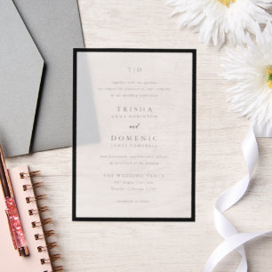 Trisha Black and White Modern Wedding Pergament Einladungen