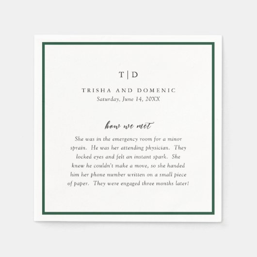 Trisha Emerald Green Modern Wedding Serviette (Vorderseite)