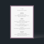 Trisha Lila Moderne Hochzeit Menükarte<br><div class="desc">Moderne Hochzeitsmenüs mit gepflegtem Design mit Serif- und Script-Schriftart.</div>