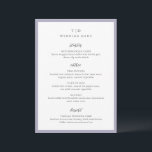 Trisha Lilac Modern Wedding Menükarte<br><div class="desc">Moderne Hochzeitsmenüs mit gepflegtem Design mit Serif- und Script-Schriftart.</div>