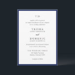 Trisha Navy Blue Modern Wedding Einladung<br><div class="desc">Moderne Hochzeitseinladungen mit einem sauberen Design mit Serif- und Script-Schriftart.</div>
