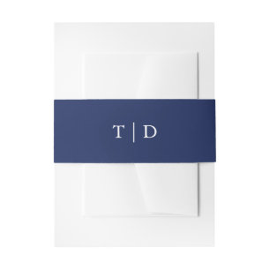 Trisha Navy Blue Modern Wedding Einladungsbanderole