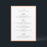 Trisha Peach Modern Wedding Menükarte<br><div class="desc">Moderne Hochzeitsmenüs mit gepflegtem Design mit Serif- und Script-Schriftart.</div>