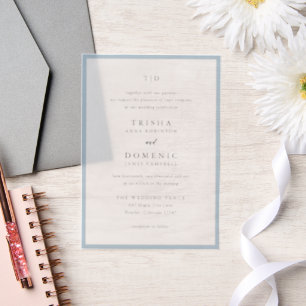 Trisha Powder Blue Modern Wedding Pergament Einladungen