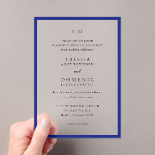 Trisha Royal Blue Modern Wedding Acryleinladungen