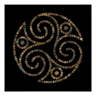 Triskelion Celtic - Dreier-Spiralsymbol - Mosaik Poster
