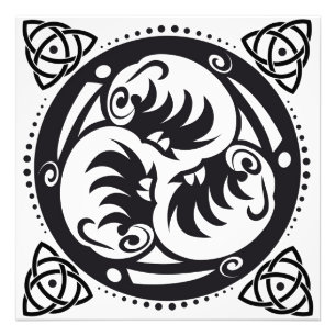 Triskelion Celtic Knot Mandala Design Black Fotodruck