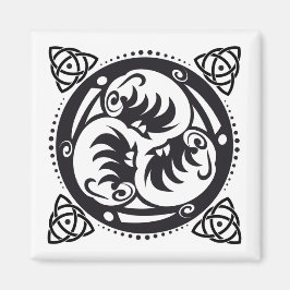 Triskelion Celtic Knot Mandala Design Black Magnet