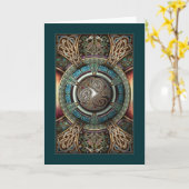 Triskelion Mandala Grußkarte Karte (Gelbe Blume)