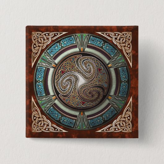 Triskelion quadratischer Knopf Button (Vorderseite)