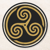TRISKELION TRIPLE CELTIC SPIRAL RUNDER PAPPUNTERSETZER (Vorderseite)