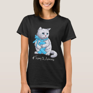 Trisomie-18-Aufklärungsmonat Hellblaue Band Katze T-Shirt