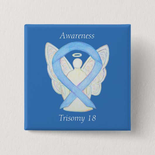 Trisomy 18 Awareness Angel Ribbon Art Button (Vorderseite)