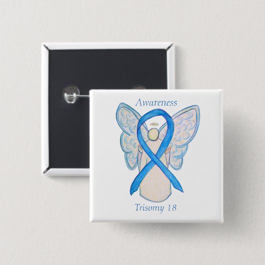 Trisomy 18 Awareness Angel Ribbon Art Button (Vorne & Hinten)