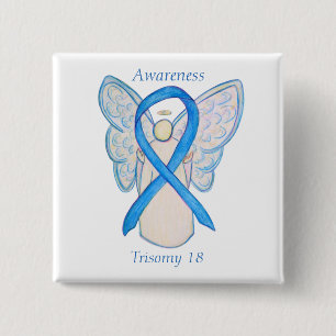 Trisomy 18 Awareness Angel Ribbon Art Button