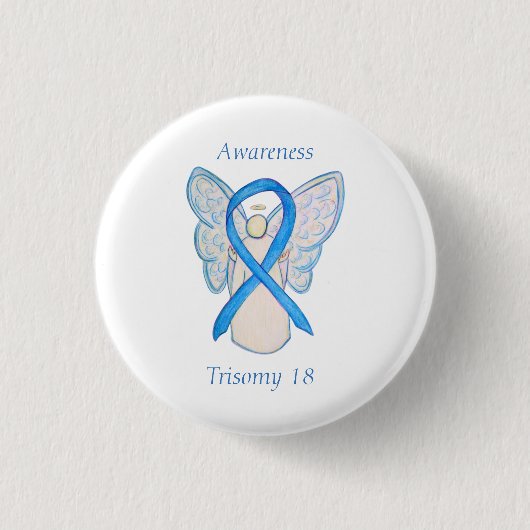 Trisomy 18 Awareness Angel Ribbon Art Button (Vorderseite)