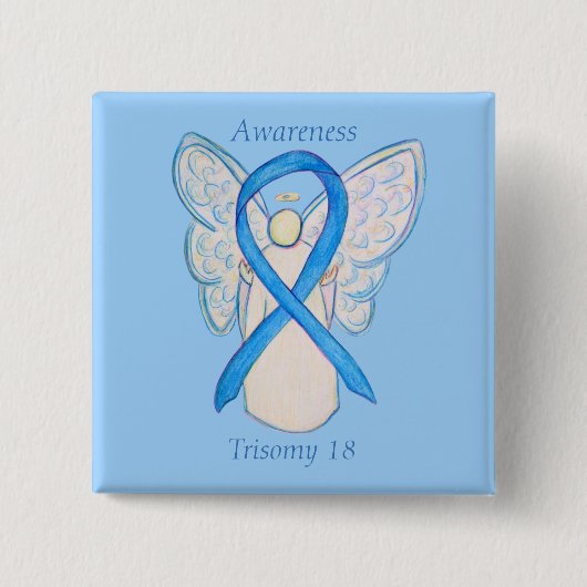 Trisomy 18 Awareness Angel Ribbon Art Button (Vorderseite)