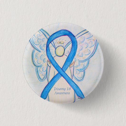 Trisomy 18 Awareness Angel Ribbon Art Button (Vorderseite)