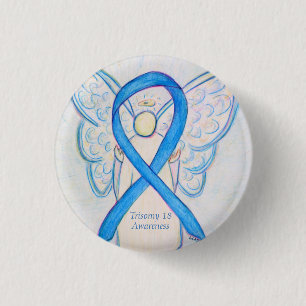 Trisomy 18 Awareness Angel Ribbon Art Button