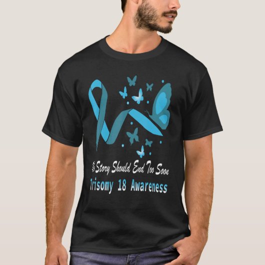 Trisomy 18 Awareness Butterfly Support Light Blue  T-Shirt (Vorderseite)