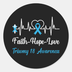 Trisomy 18 Awareness Heartbeat Christlich Cross Fa Runder Aufkleber