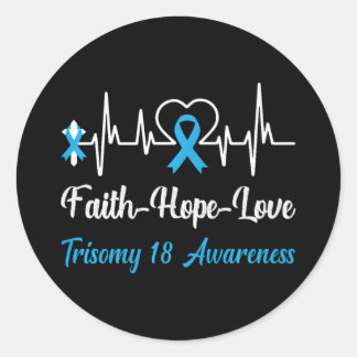 Trisomy 18 Awareness Heartbeat Christlich Cross Fa Runder Aufkleber