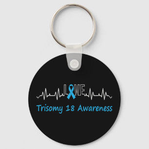 Trisomy 18 Awareness Ligh Blue Ribbon Liebe Heartb Schlüsselanhänger