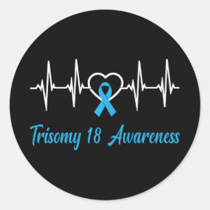 Trisomy 18 Awareness Light Blue Ribbon Liebe Heart Runder Aufkleber