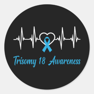 Trisomy 18 Awareness Light Blue Ribbon Liebe Heart Runder Aufkleber