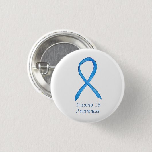 Trisomy 18 Awareness Ribbon Custom Art Button (Vorne & Hinten)