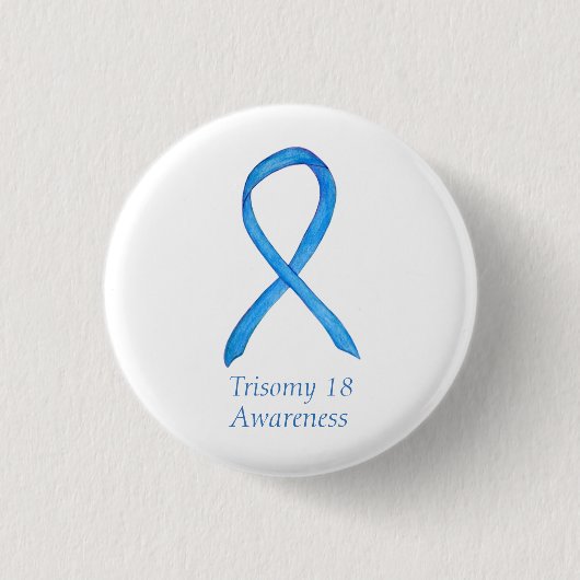 Trisomy 18 Awareness Ribbon Custom Art Button (Vorderseite)