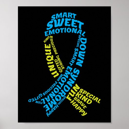 Trisomy 21 Down Syndrome Awareness Ribbon Word Poster (Vorne)