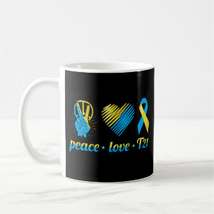 Trisomy 21 Peace Liebe Down Syndrome Ribbon Heart Kaffeetasse