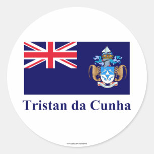 Tristan da Cunha Flag mit Namen Runder Aufkleber
