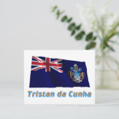 Tristan da Cunha Wave Flag mit Name Postkarte (Stehend Vorderseite)