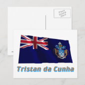 Tristan da Cunha Wave Flag mit Name Postkarte (Vorne/Hinten)