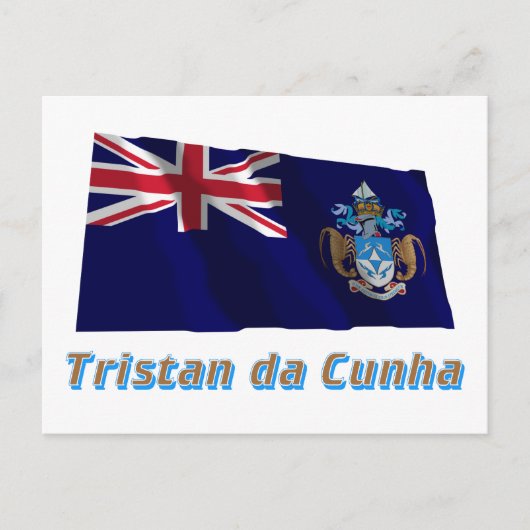 Tristan da Cunha Wave Flag mit Name Postkarte (Vorderseite)
