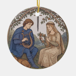 Tristan-und-Isolde-Legende im Vintage-Stil Keramik Ornament