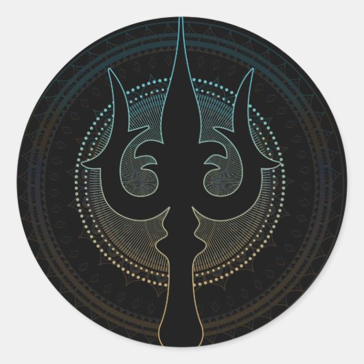 Trisula - Trident von Shiva Runder Aufkleber (Vorderseite)