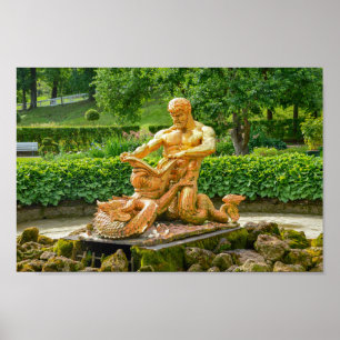 Triton Fountain, Orangery Garden, Peterhof, Russla Poster